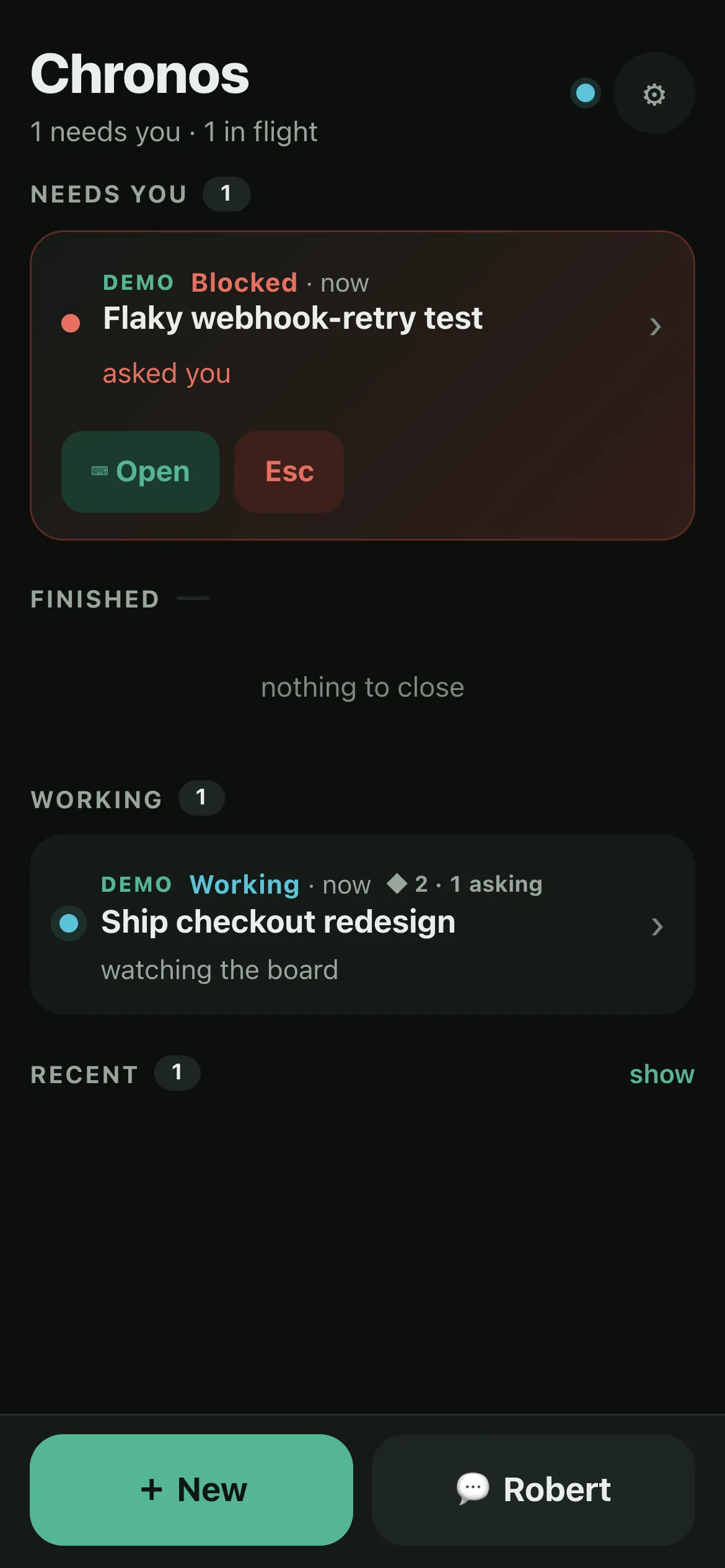 The Chronos phone surface, used to triage from bed